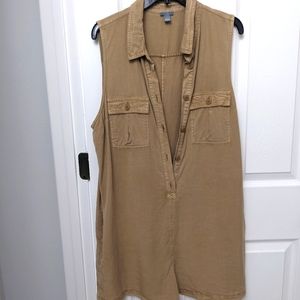 AERIE Khaki culotte shirt dress